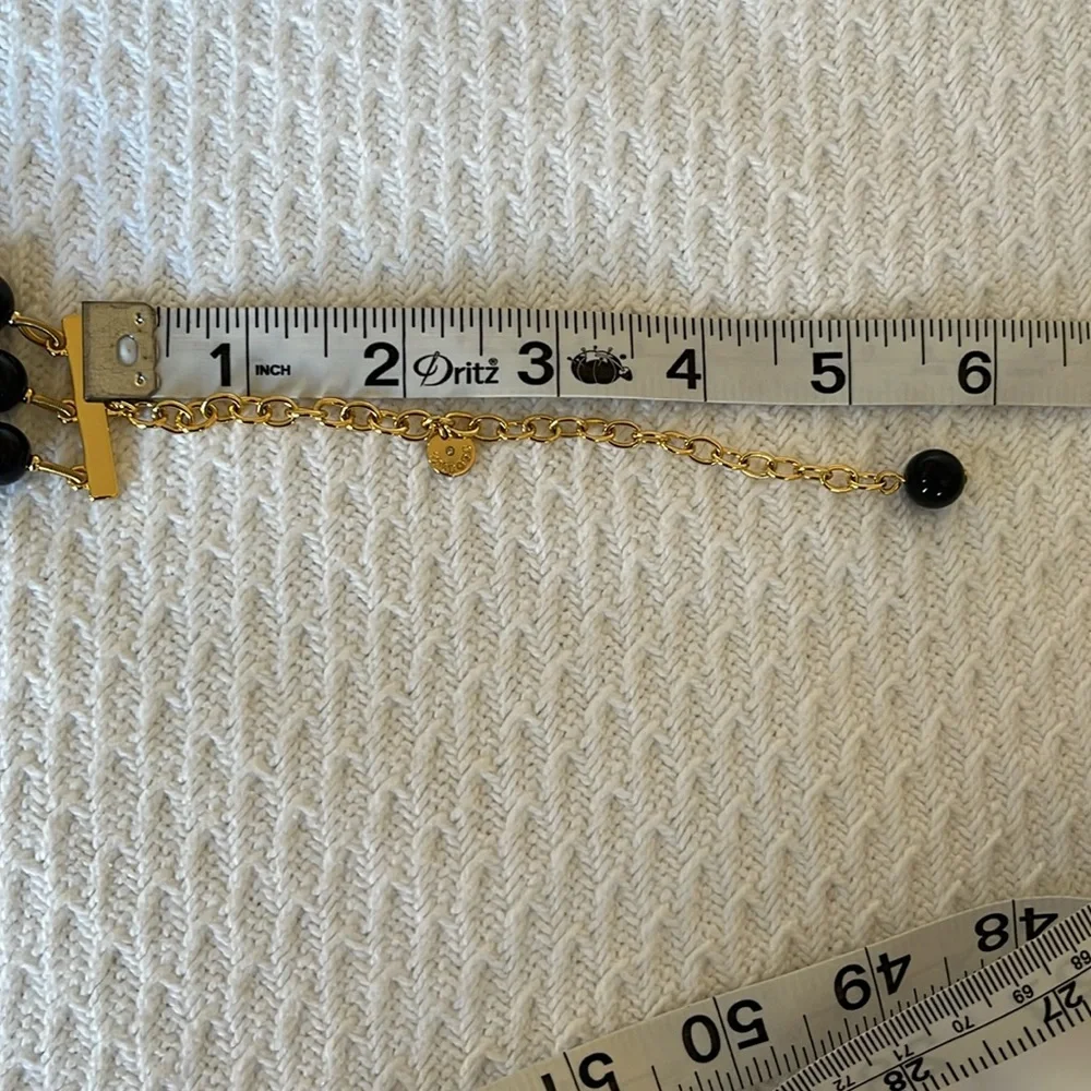 NWT Talbots 3-strand bead necklace. Navy blue & gold beads w/9” extender - Picture 9 of 11